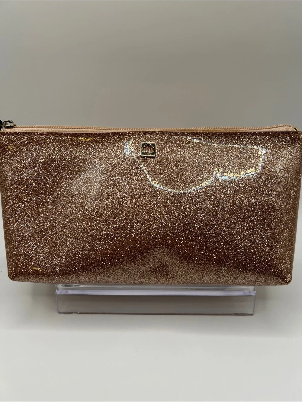 kate spade rose gold glitter cosmetic pouch